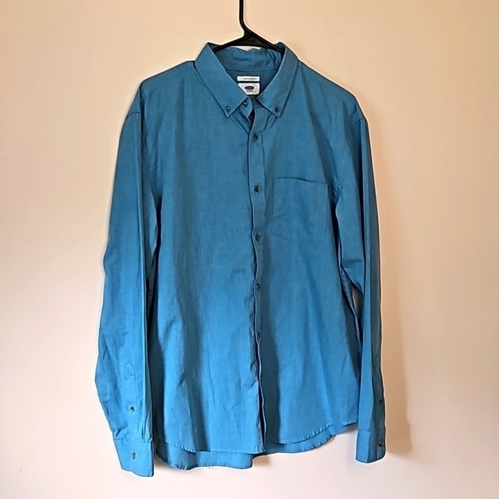 Old Navy Aqua Blue Mens Button Down Shirt Large